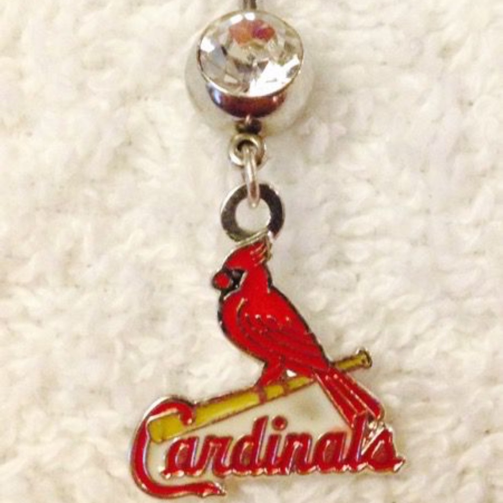 St Louis Cardinals 14g Navel Dangle Bellyring